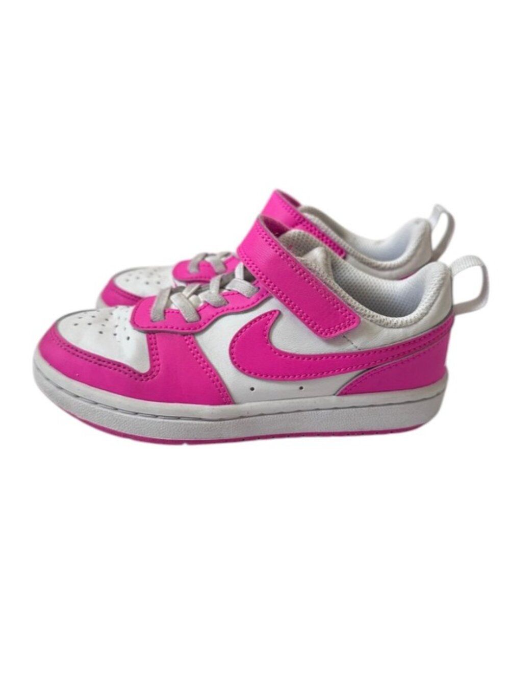 Nike Court Borough Low Sneakers Hot Pink White Girls Size 11C - Picture 4 of 5